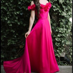 Sherri Hill Floral off the shoulder Prom Dress